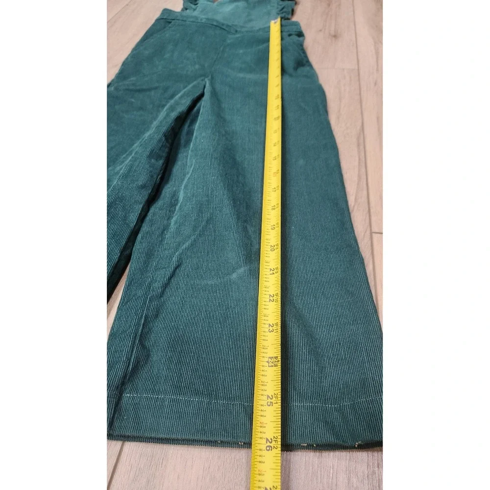 Hanna Andersson Girls Overalls Green Corduroy Ruffle Wide‎ Leg Size 120 US 6-7